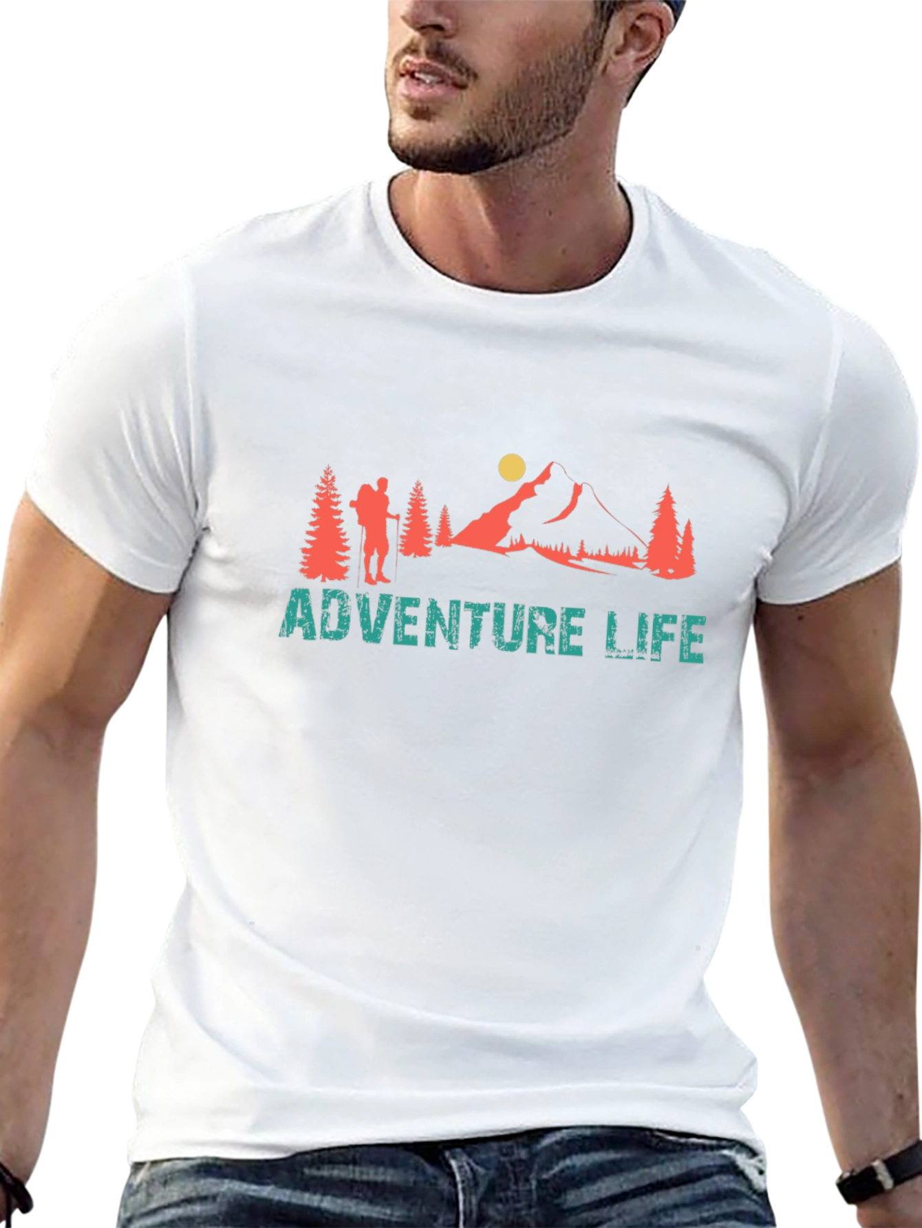 Adventure Life Graphic Tee - Mountain Hiker T-Shirt