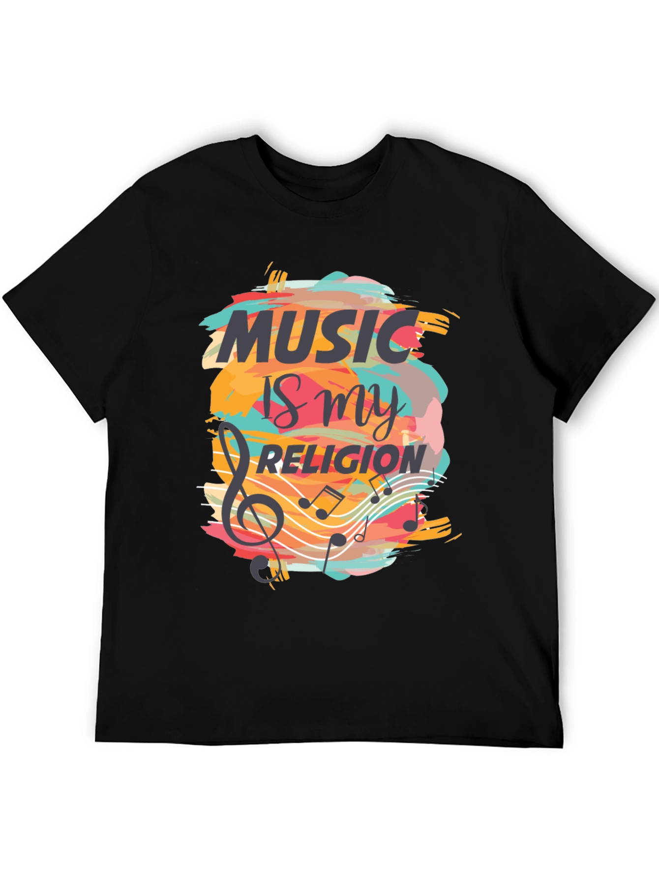 Music is My Religion Black Graphic Tee