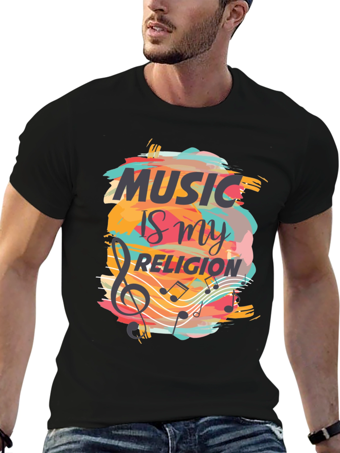 Music is My Religion Black Graphic Tee