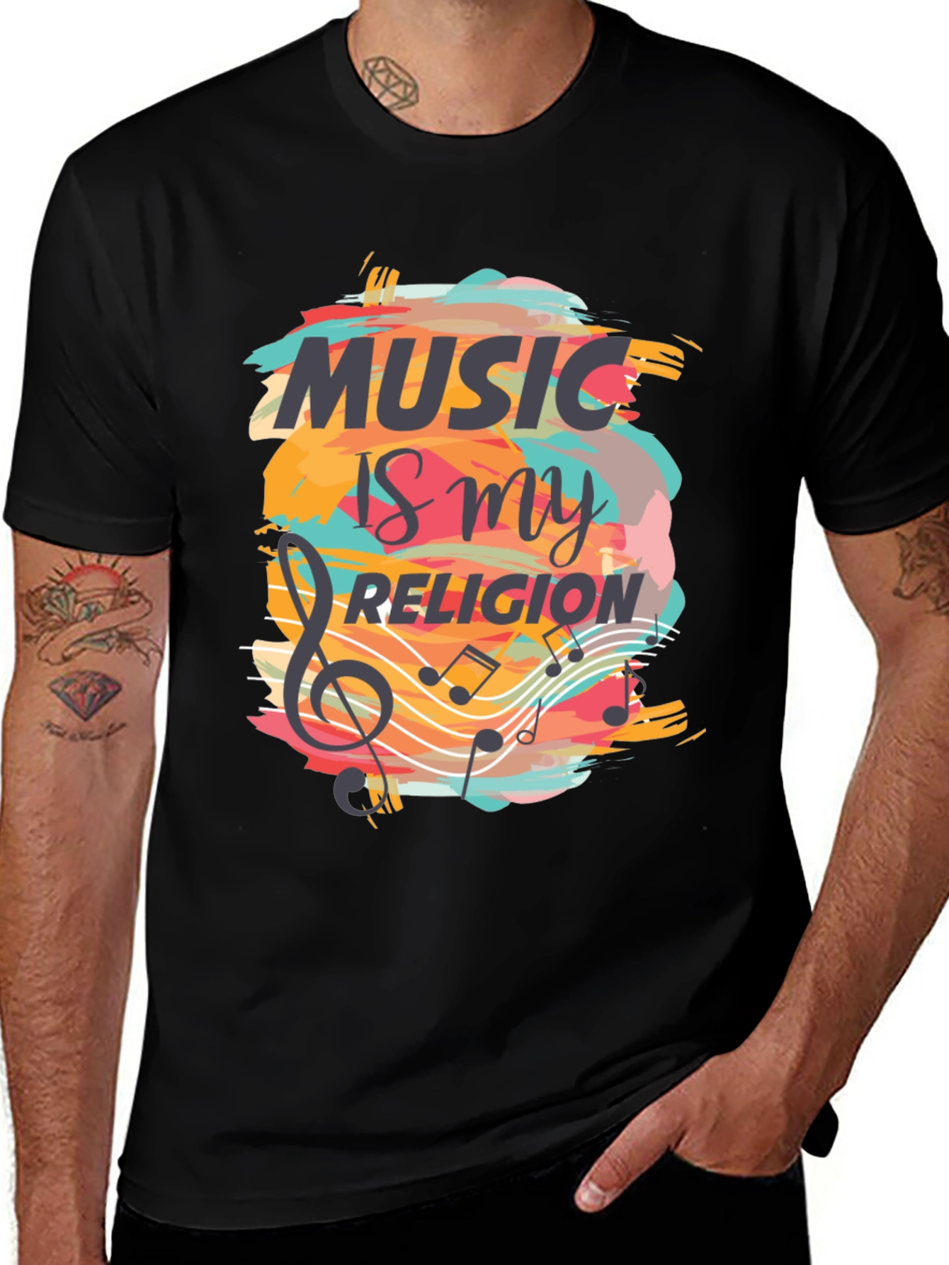 Music is My Religion Black Graphic Tee