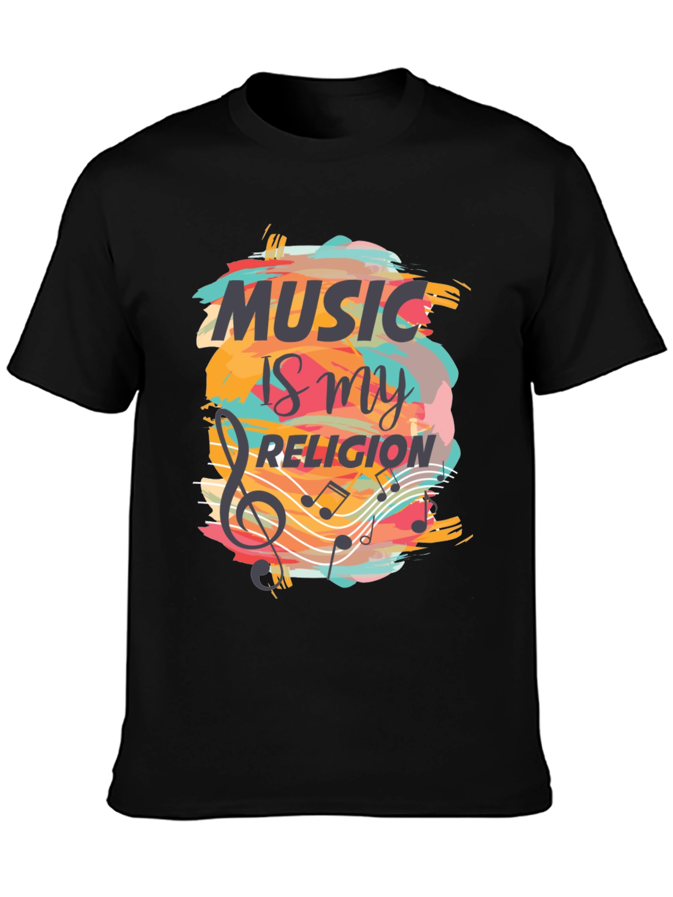 Music is My Religion Black Graphic Tee