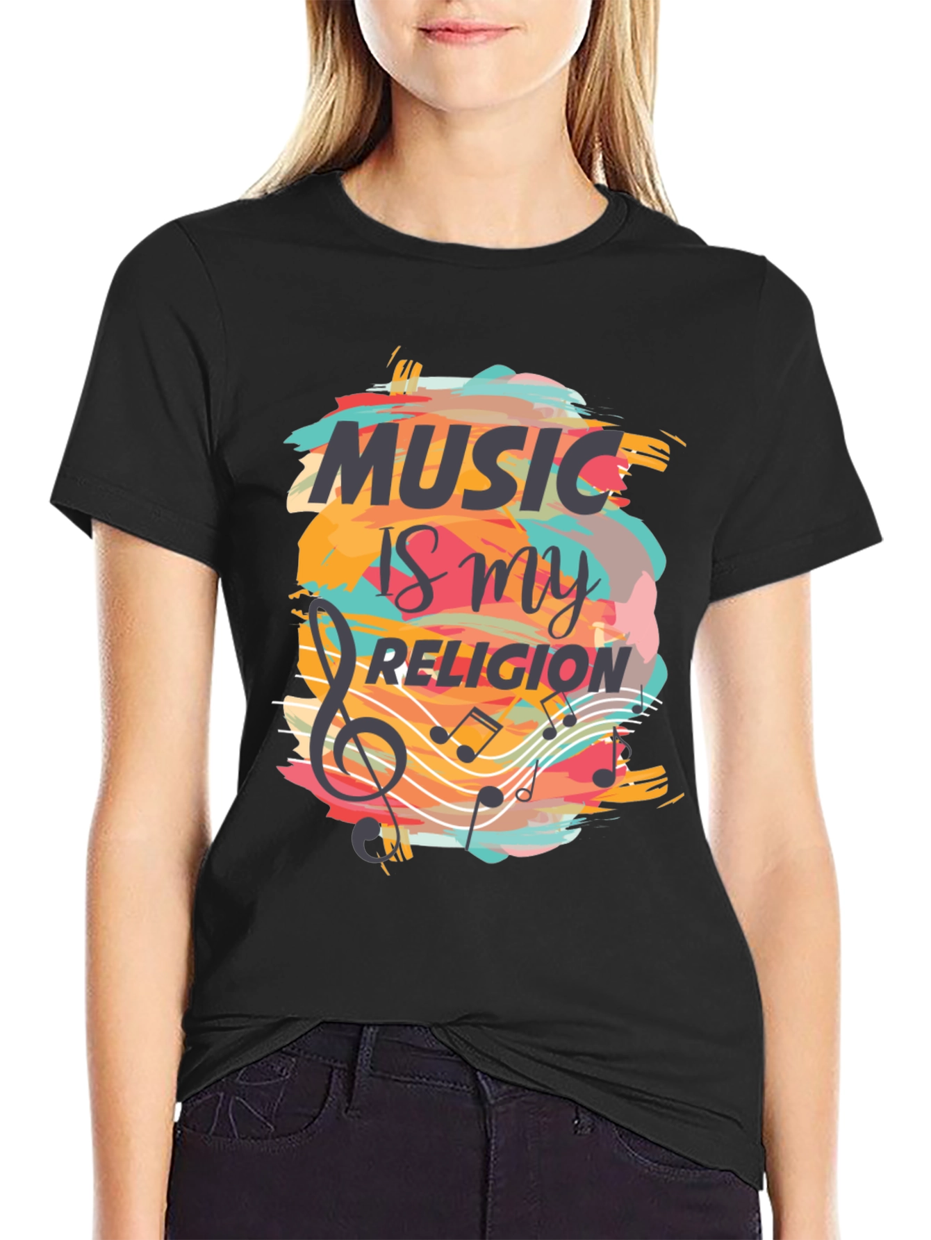 Music is My Religion Black Graphic Tee