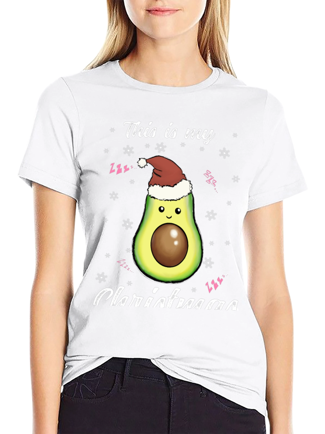 Avocado Christmas T-Shirt - Holiday Sleepy Design