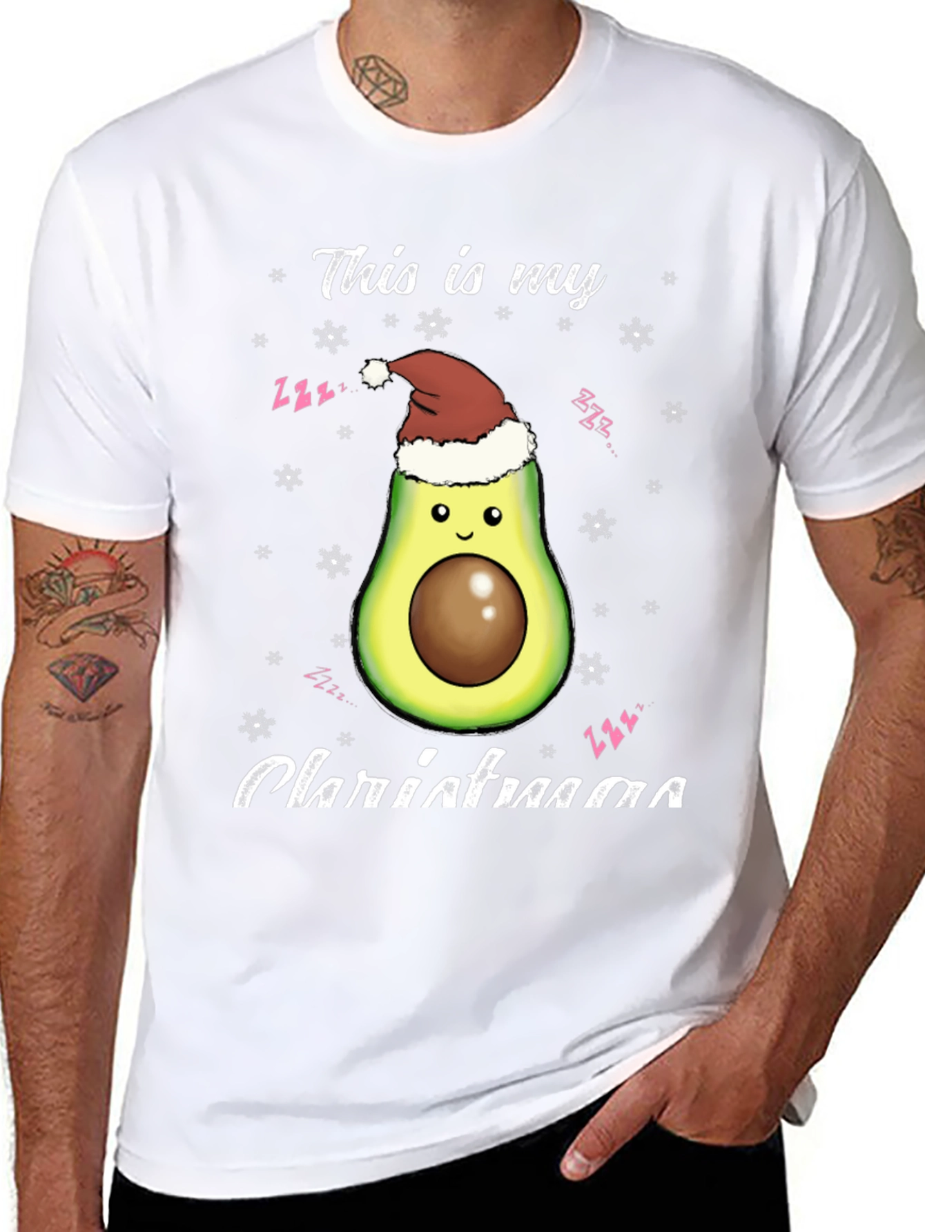 Avocado Christmas T-Shirt - Holiday Sleepy Design
