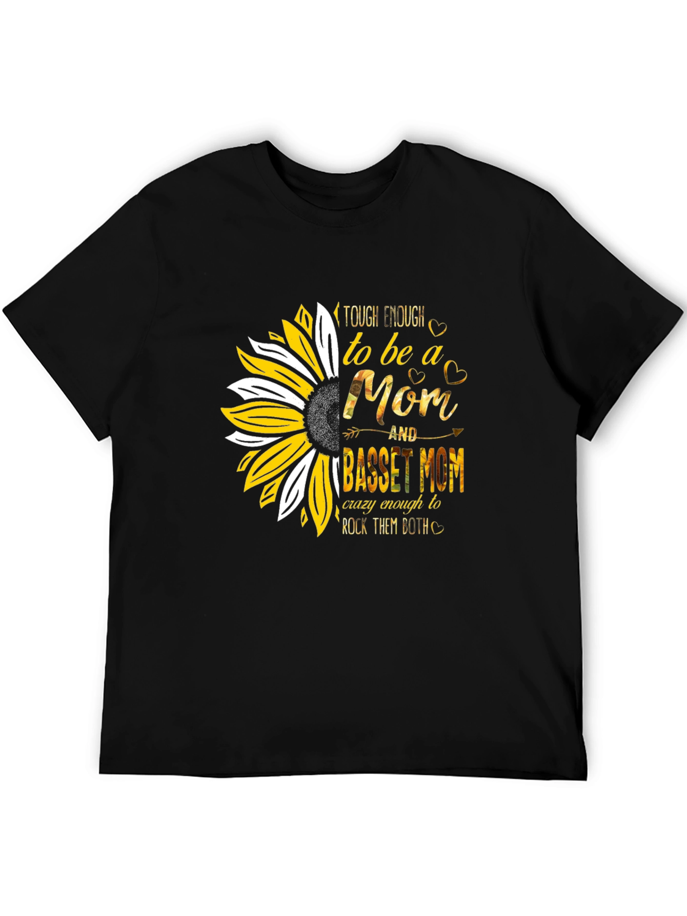 Basset Mom Graphic Tee - Sunflower Design