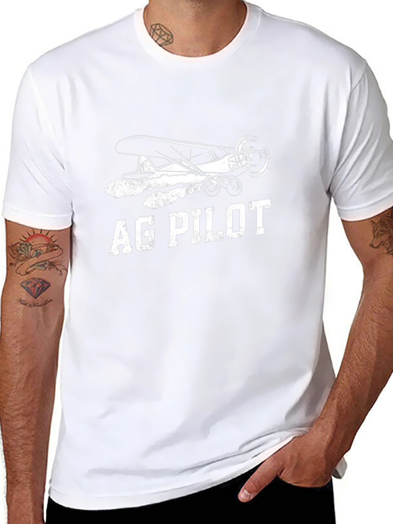 Ag Pilot Black T-Shirt Aviation Plane Crop Duster Tee