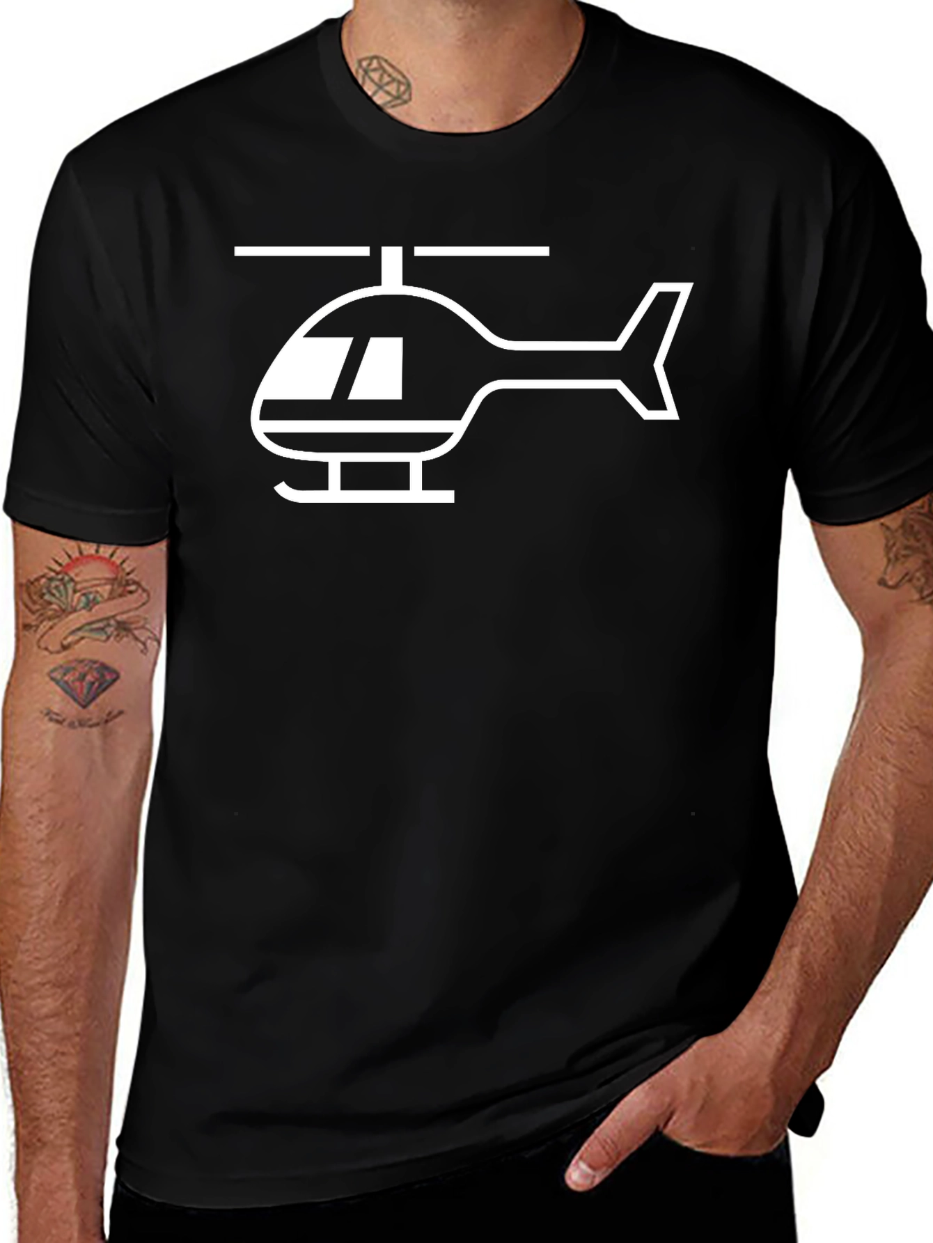 Black Helicopter T-Shirt - Aviation Enthusiast Tee