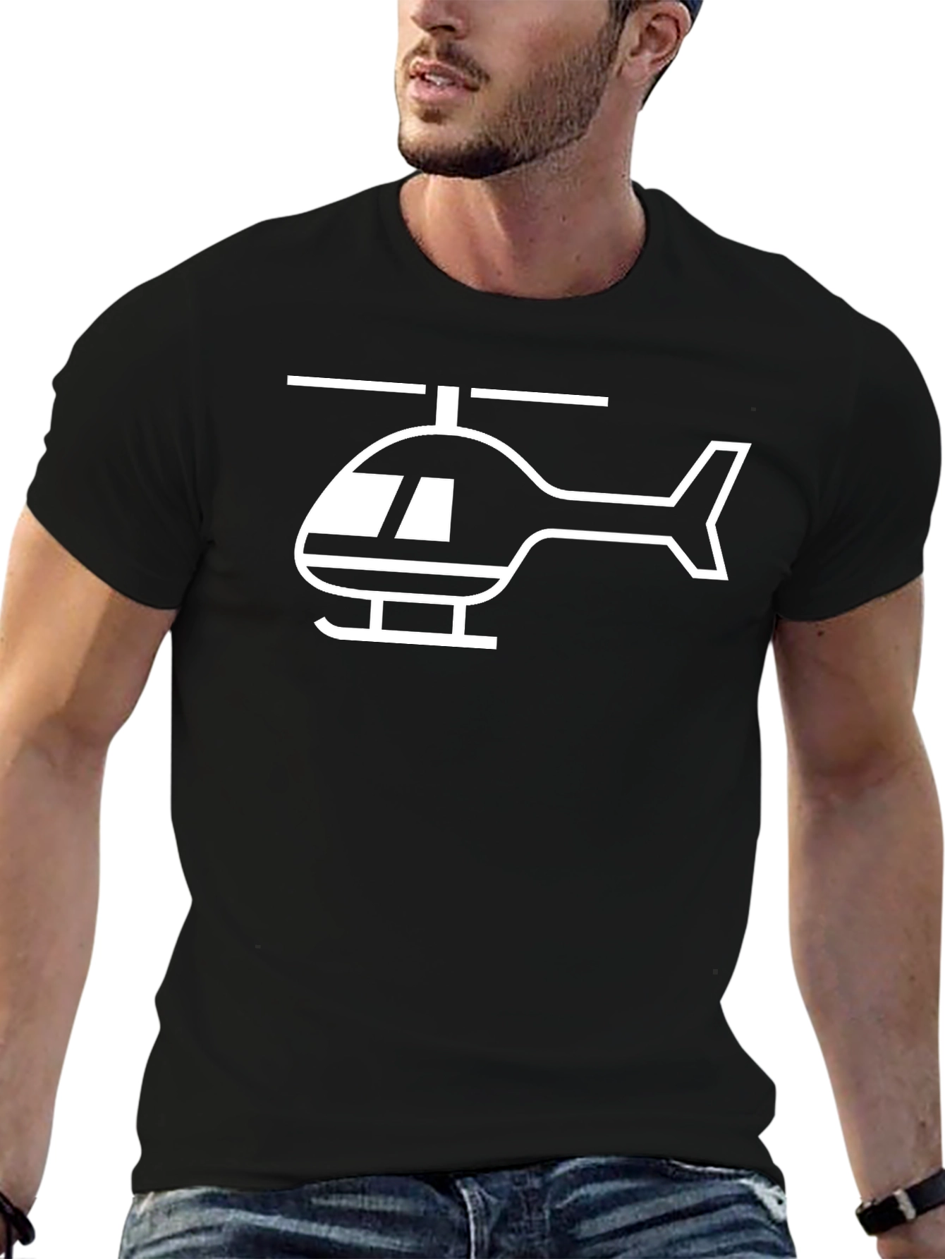 Black Helicopter T-Shirt - Aviation Enthusiast Tee