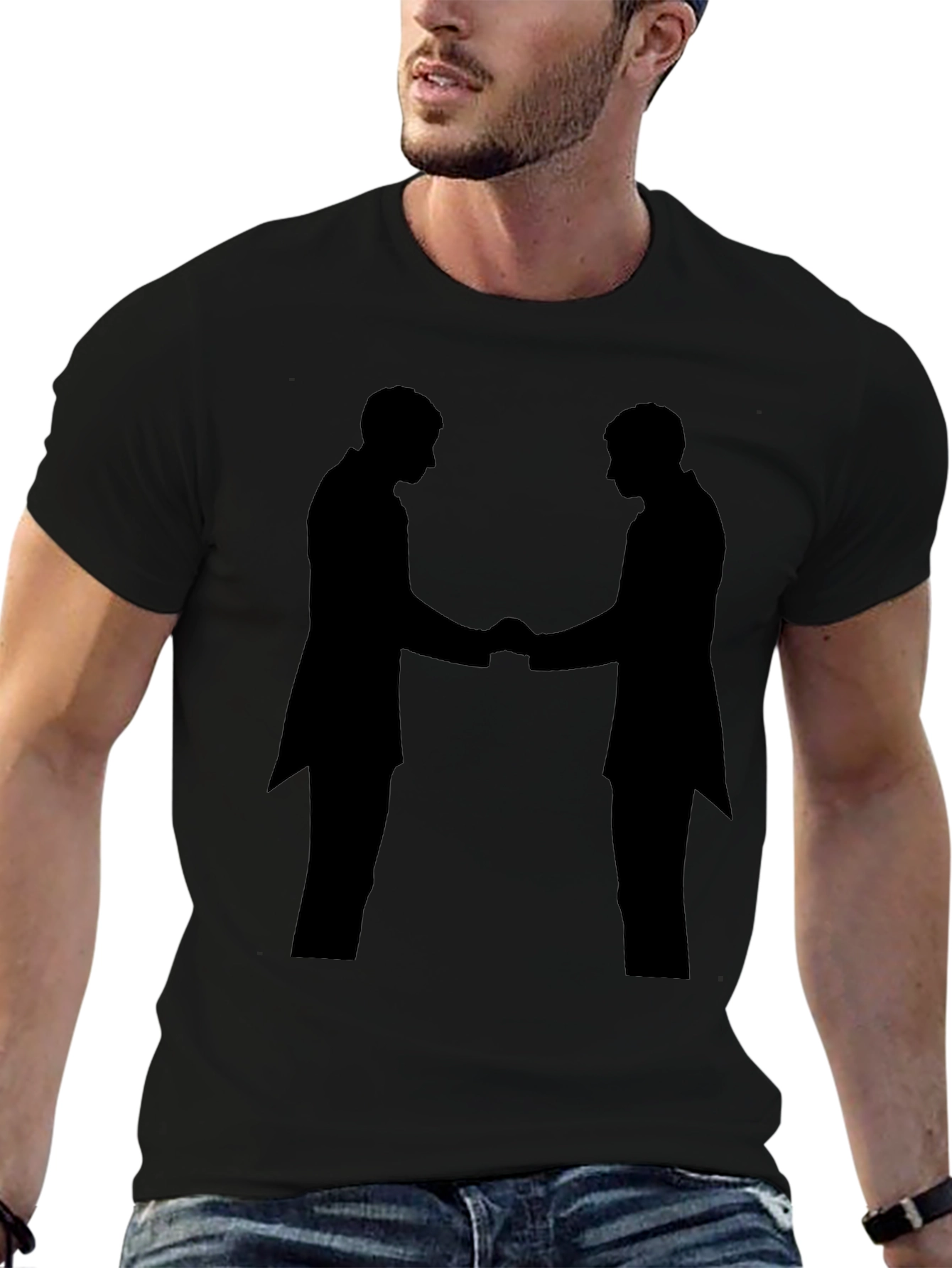 Handshake Silhouette Black T-Shirt