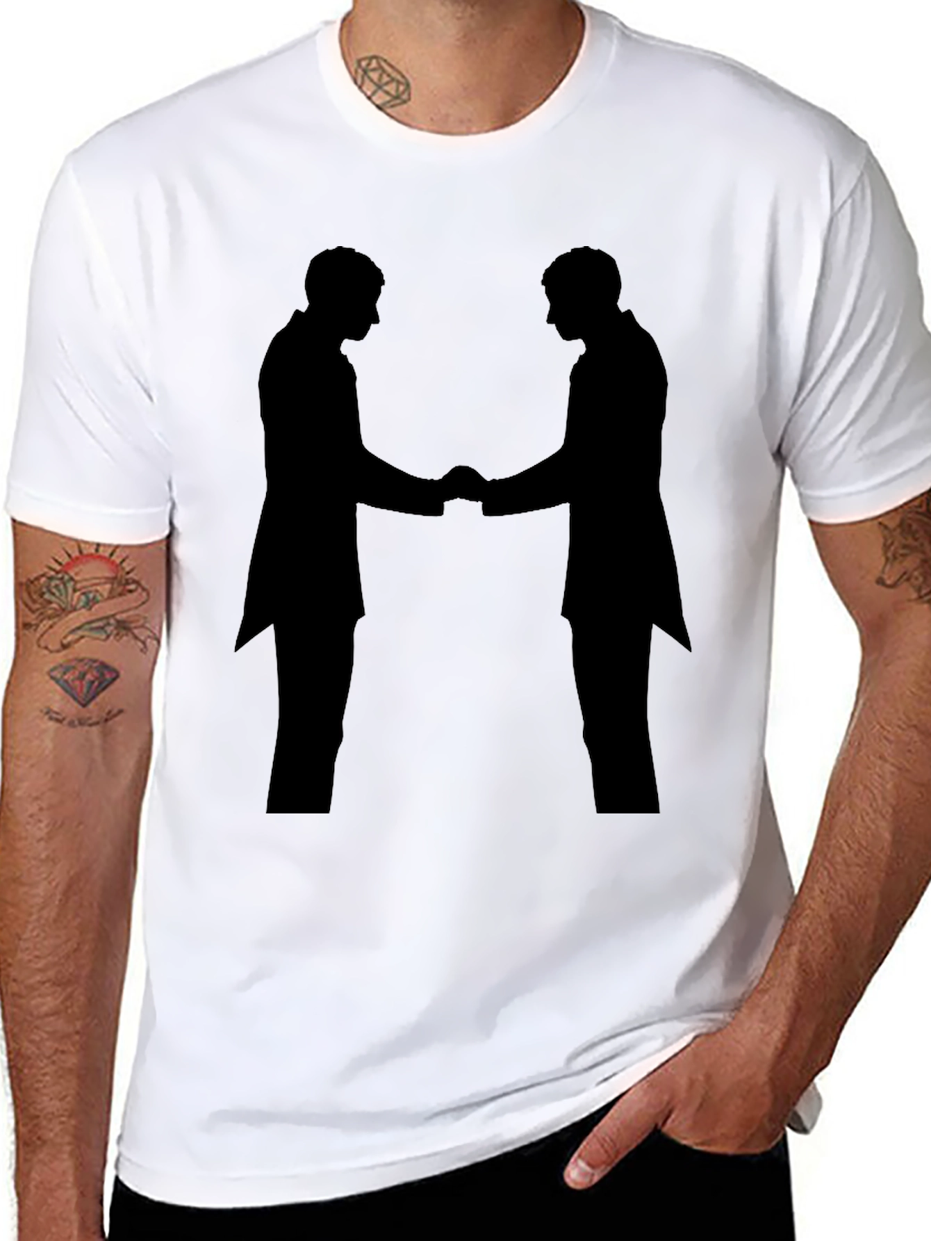 Handshake Silhouette Black T-Shirt
