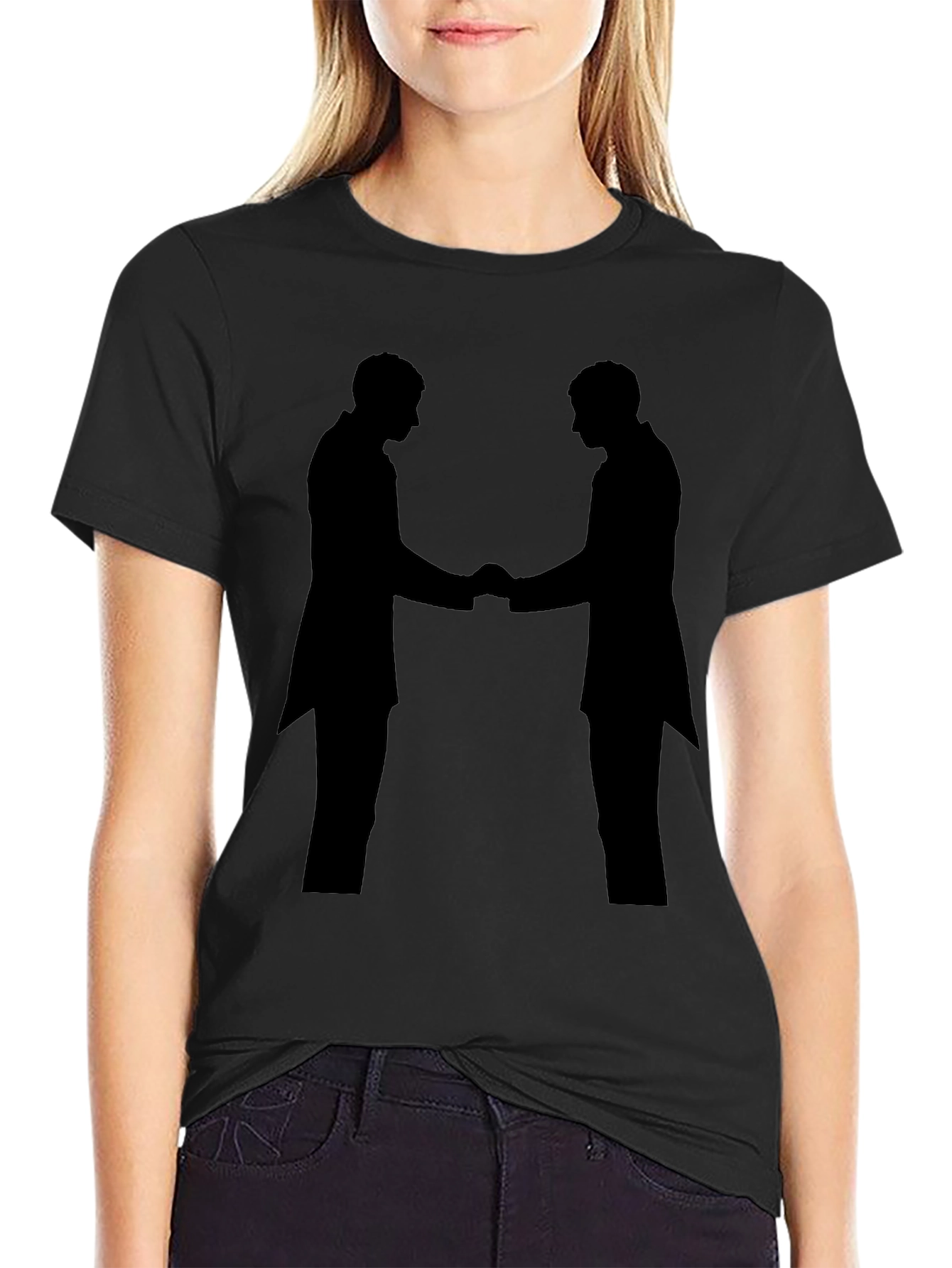 Handshake Silhouette Black T-Shirt