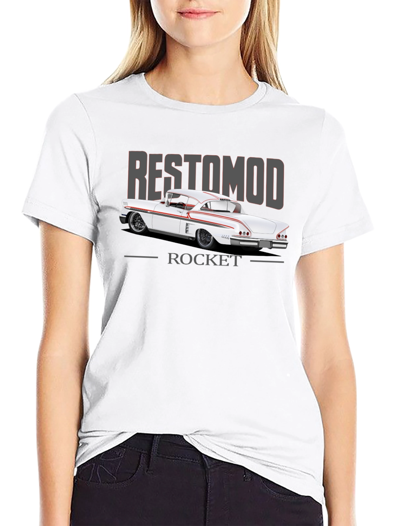 Restomod Rocket T-Shirt: Classic Car Design