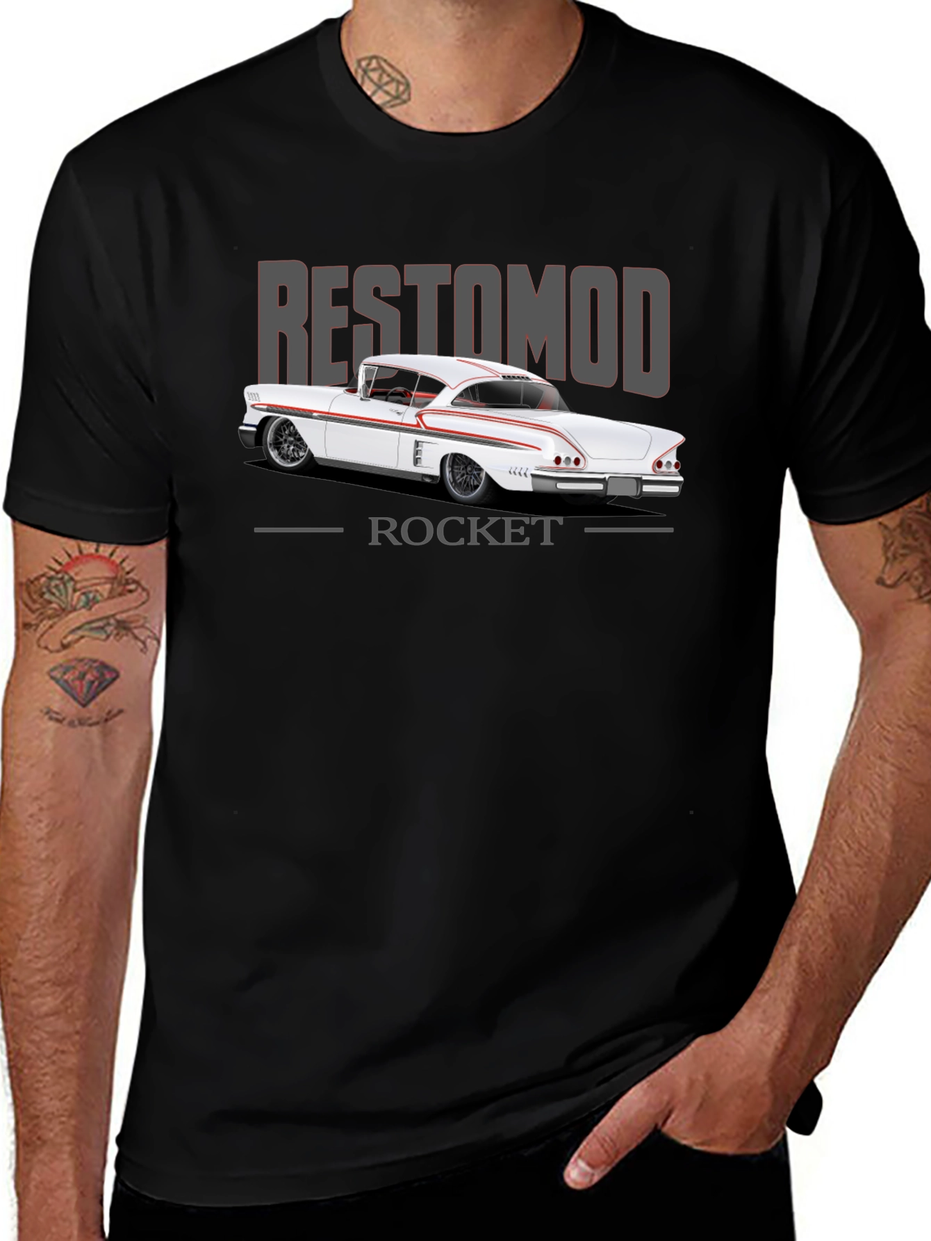 Restomod Rocket T-Shirt: Classic Car Design