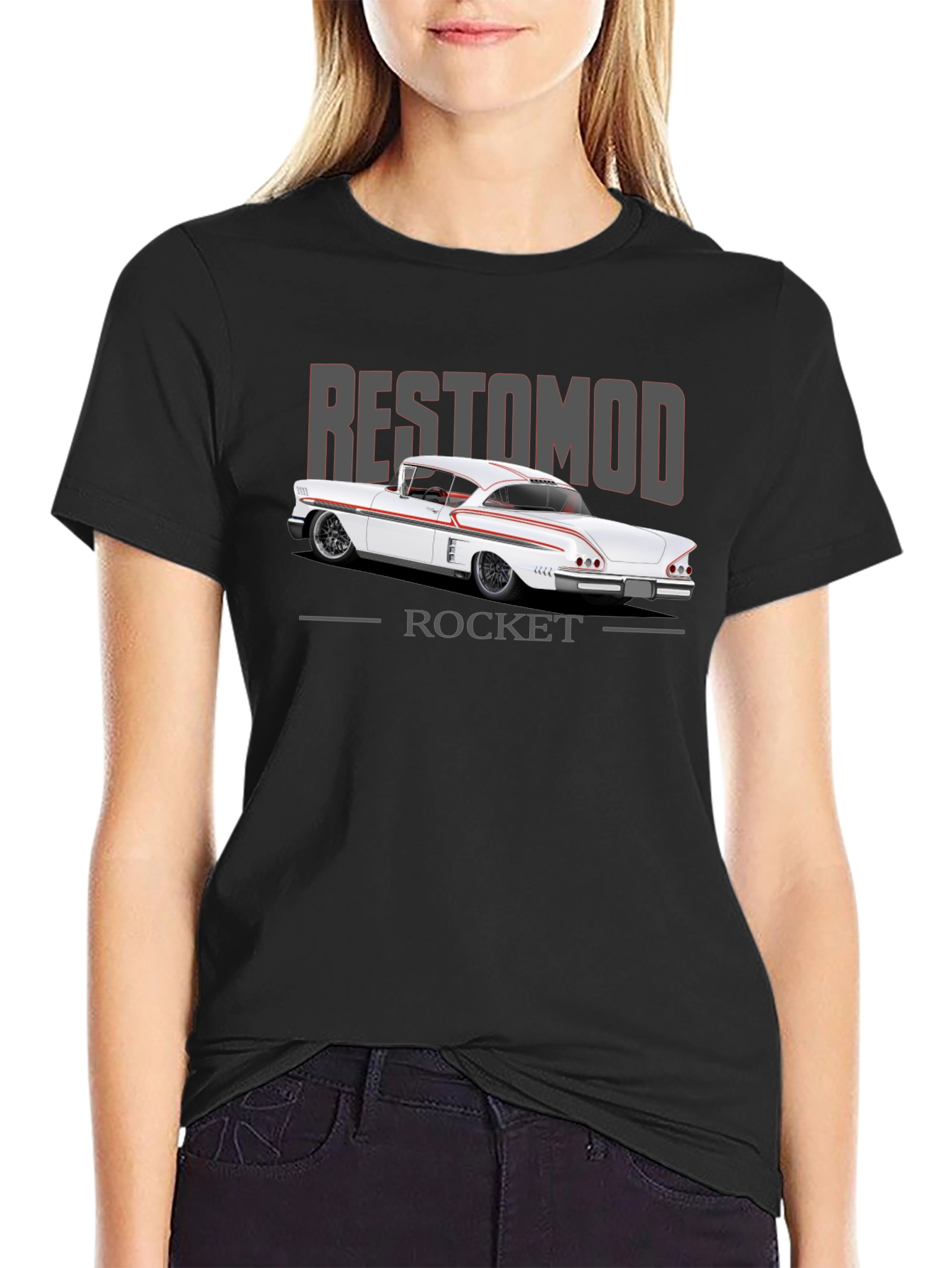 Restomod Rocket T-Shirt: Classic Car Design