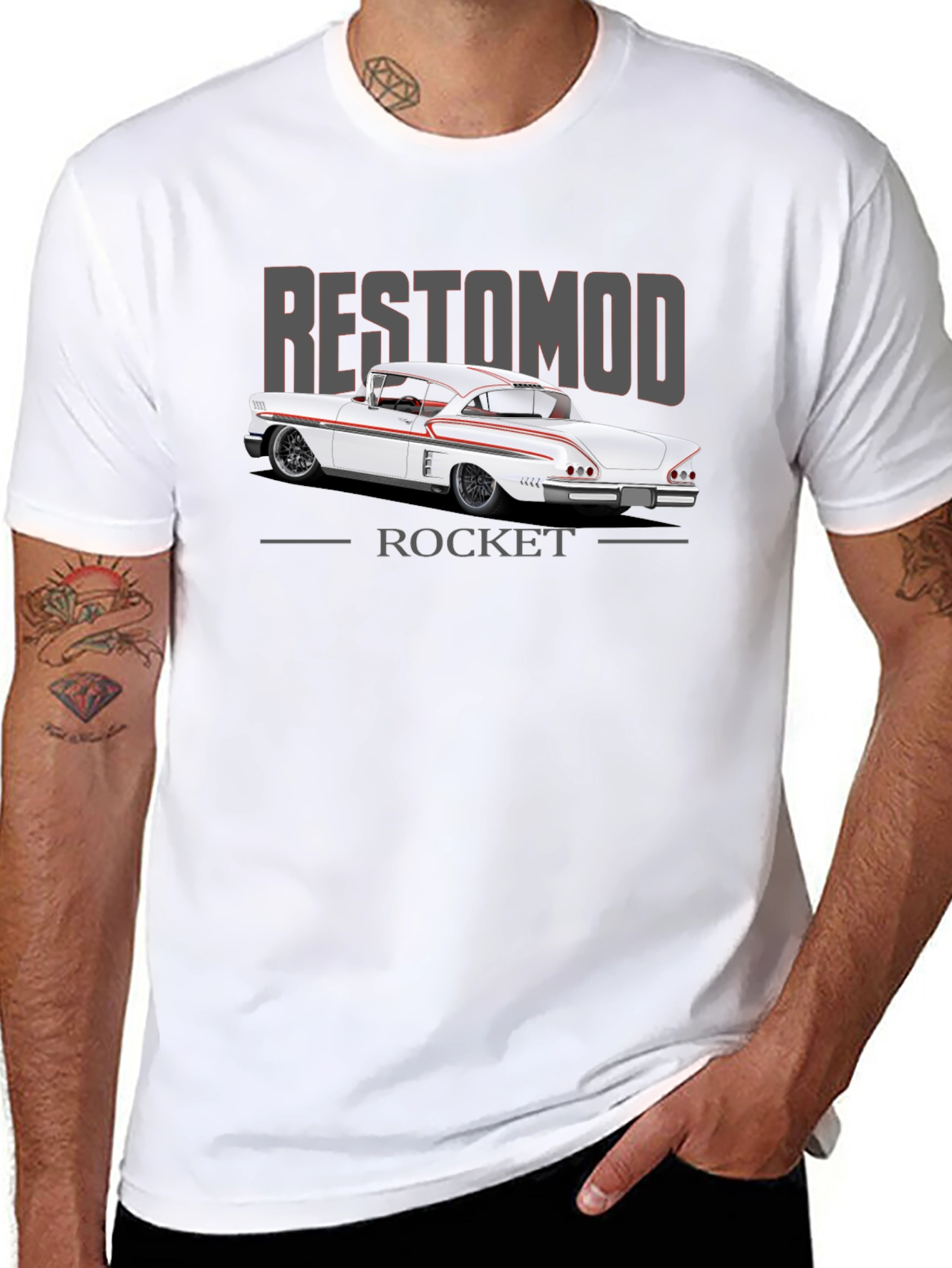 Restomod Rocket T-Shirt: Classic Car Design
