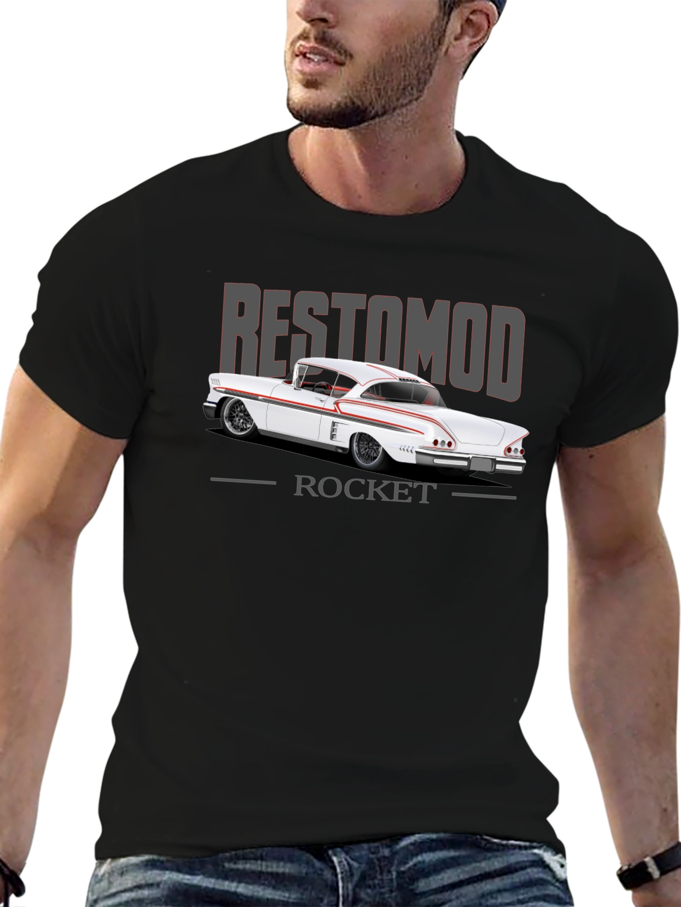 Restomod Rocket T-Shirt: Classic Car Design
