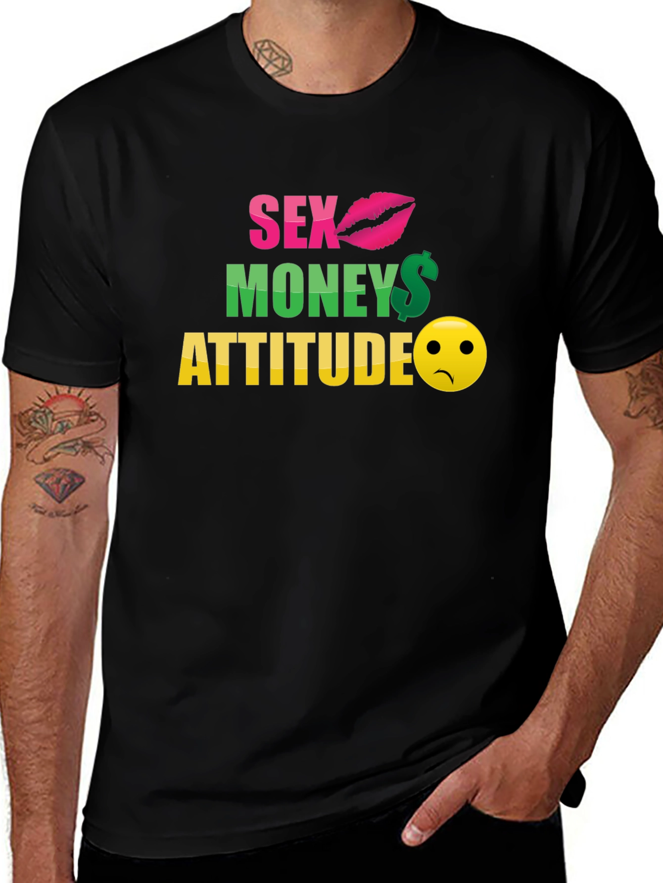 Sex Money Attitude Graphic T-Shirt