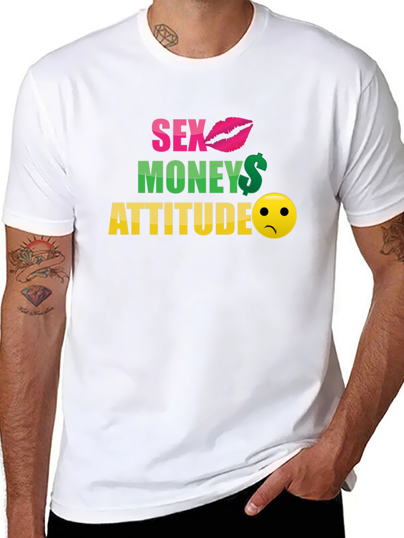 Sex Money Attitude Graphic T-Shirt