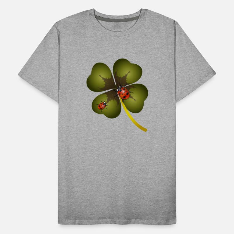 A four-leaf clover with two ladybugs