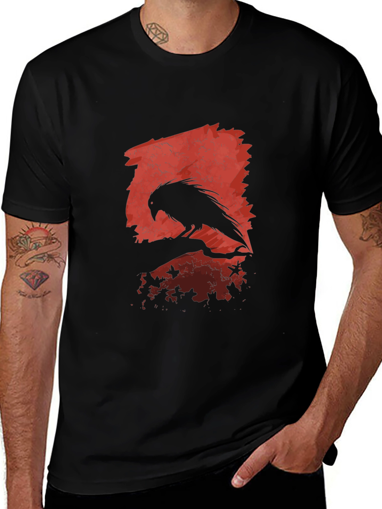 Raven Silhouette Graphic Black T-Shirt