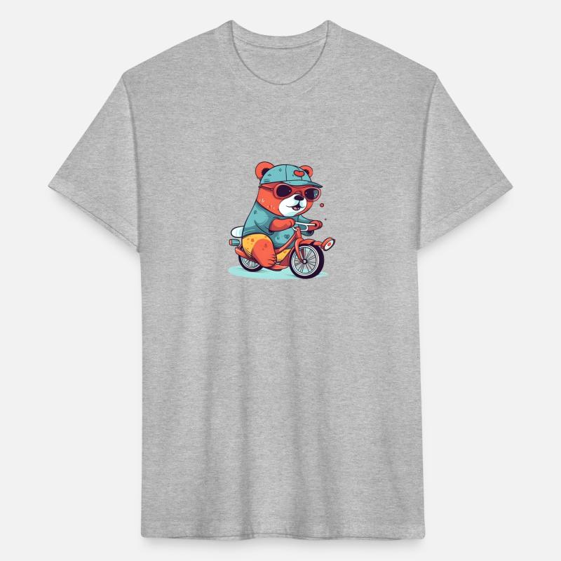 Adventurous bear riding a bike