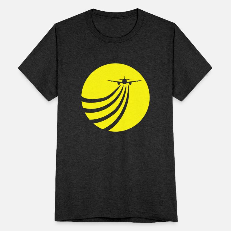 Airplane flies into the stripes sun flying Round