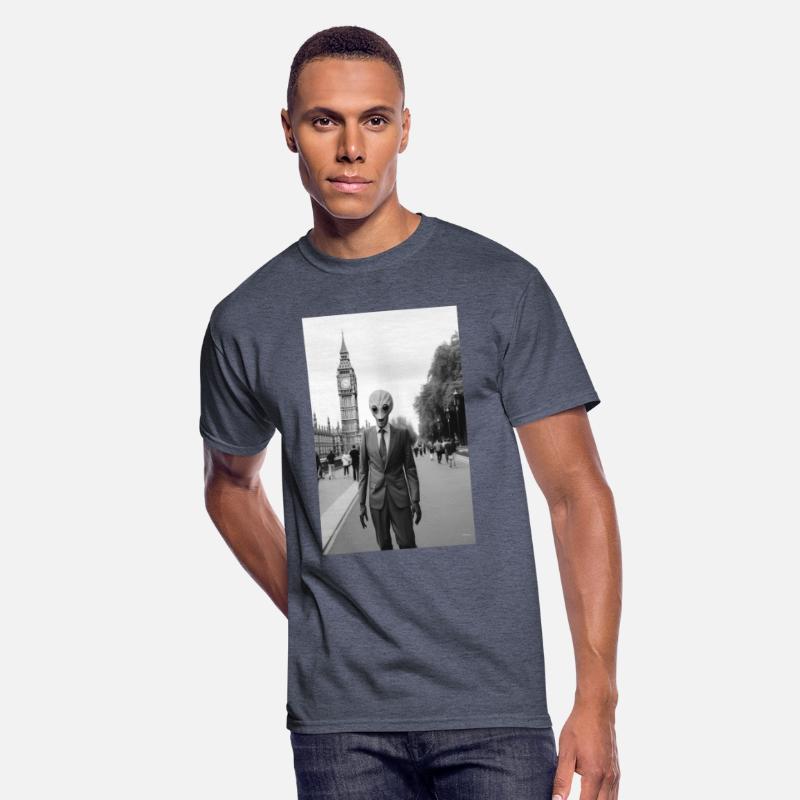 Alien Diplomat in Suit Outside London's Parliament