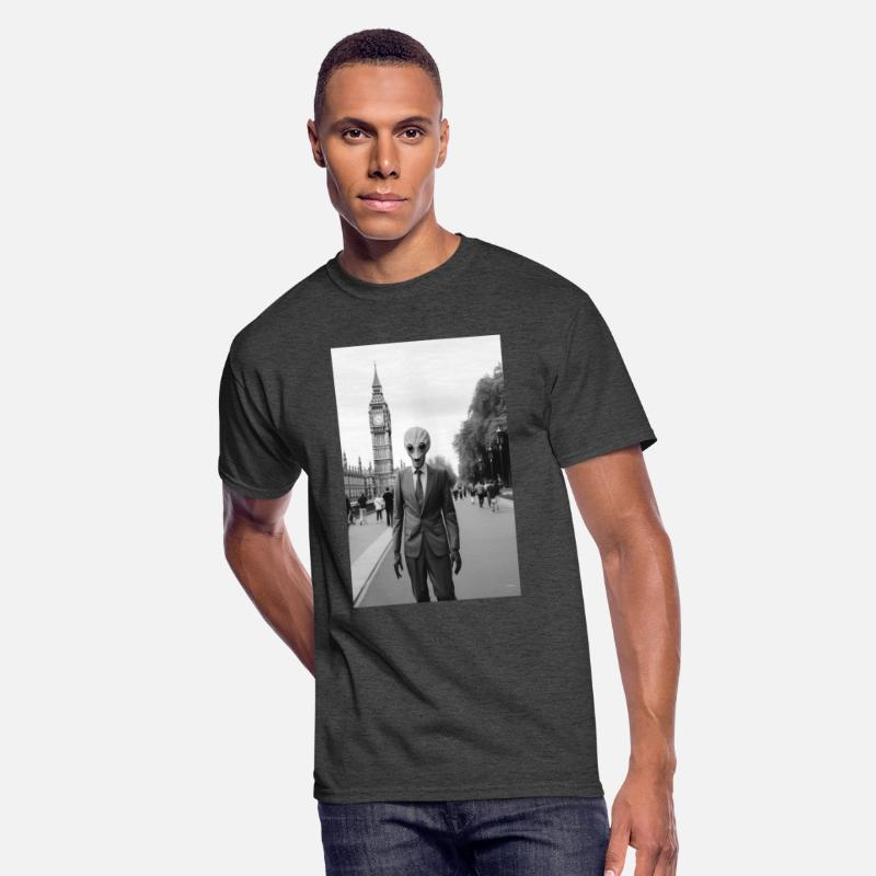 Alien Diplomat in Suit Outside London's Parliament