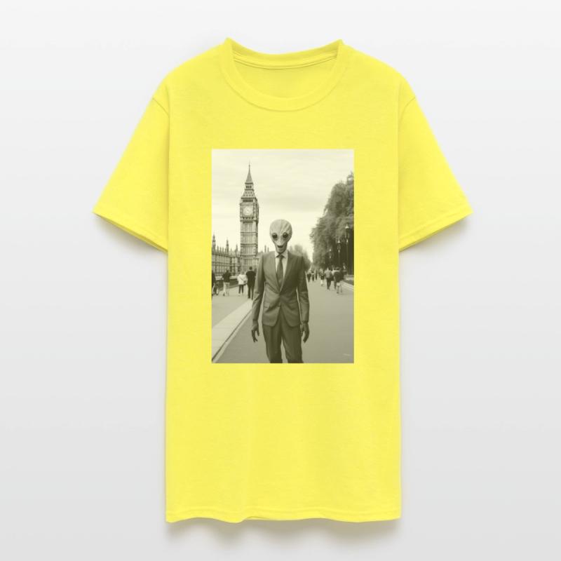 Alien Diplomat in Suit Outside London's Parliament