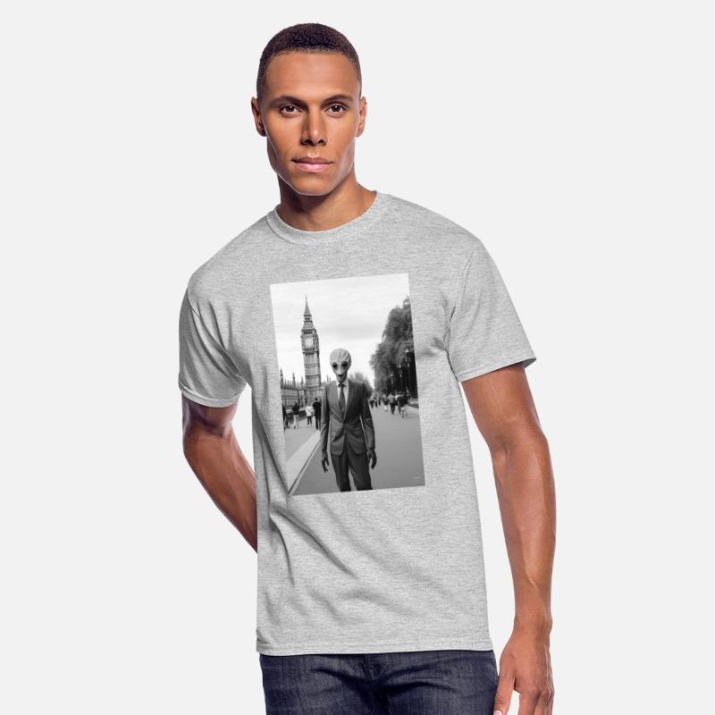 Alien Diplomat in Suit Outside London's Parliament