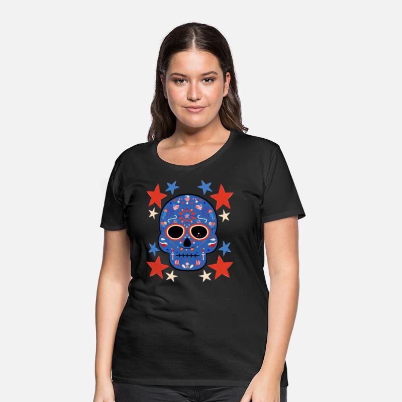 American Patriot Sugar Skull Stars July 4th Flag
