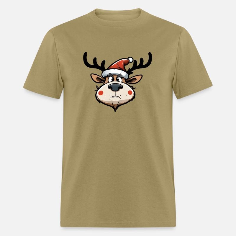 Annoyed reindeer with santa hat