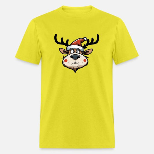 Annoyed reindeer with santa hat