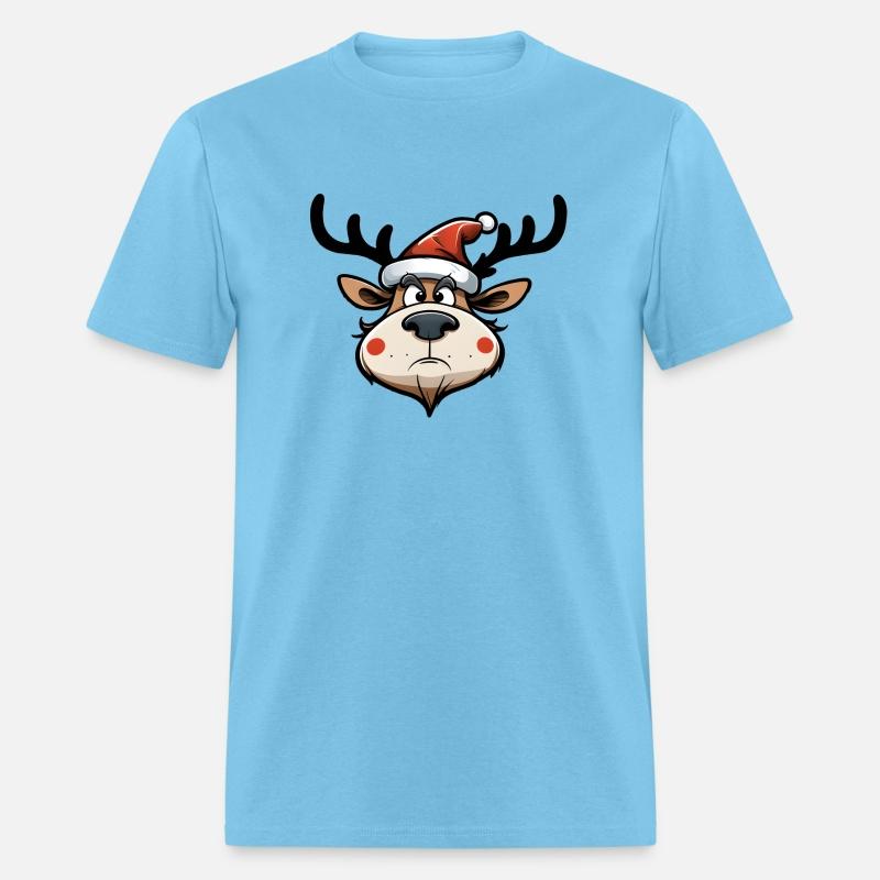 Annoyed reindeer with santa hat