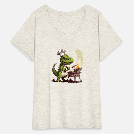 Baby Dinosaur Using A Charcoal Grill Cooking Meat