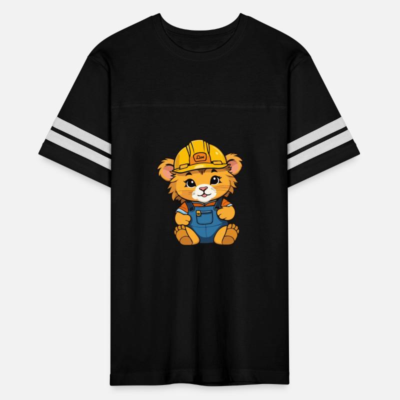 baby lion as construction worker