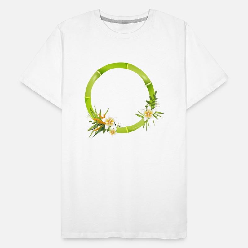 Bamboo frame with leaves & exotic flowers