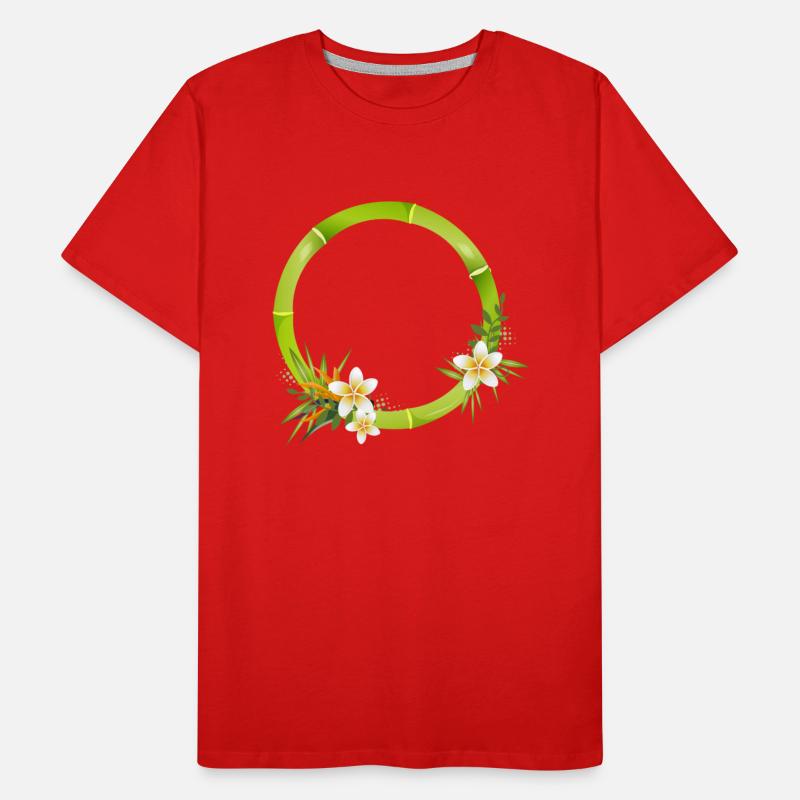 Bamboo frame with leaves & exotic flowers