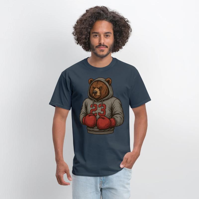 Bear 23 Boxing Hoodie Grizzly Gym Fighter Tee