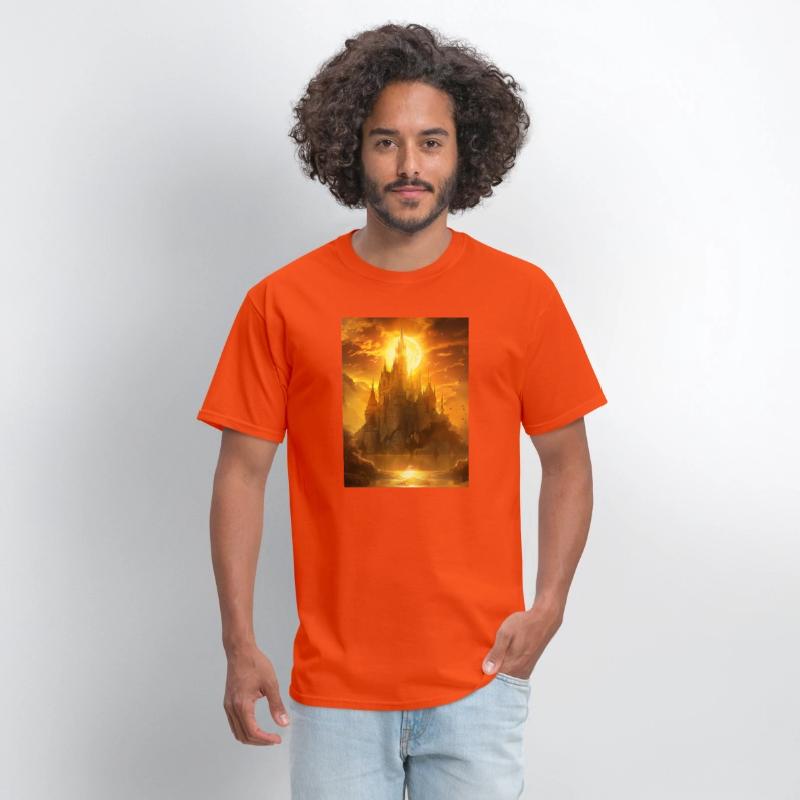 Beautiful Castle with Sun on Background