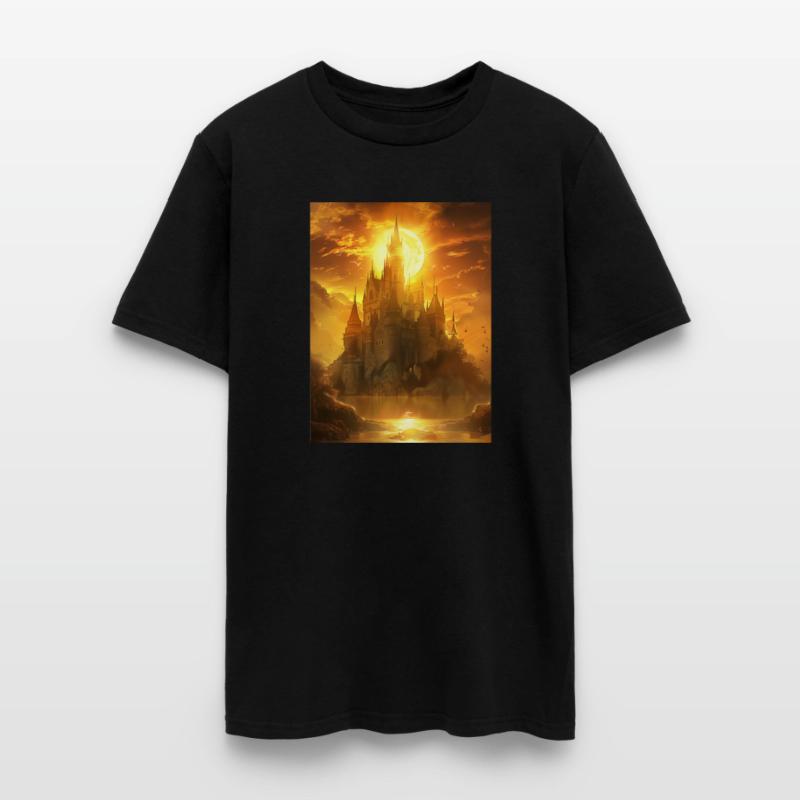 Beautiful Castle with Sun on Background