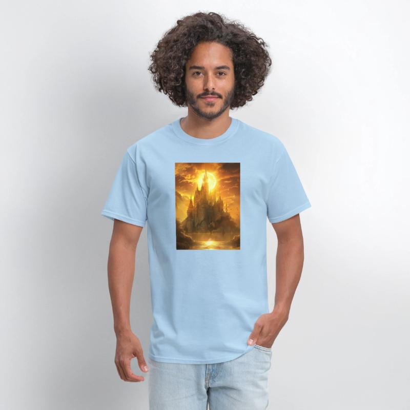 Beautiful Castle with Sun on Background