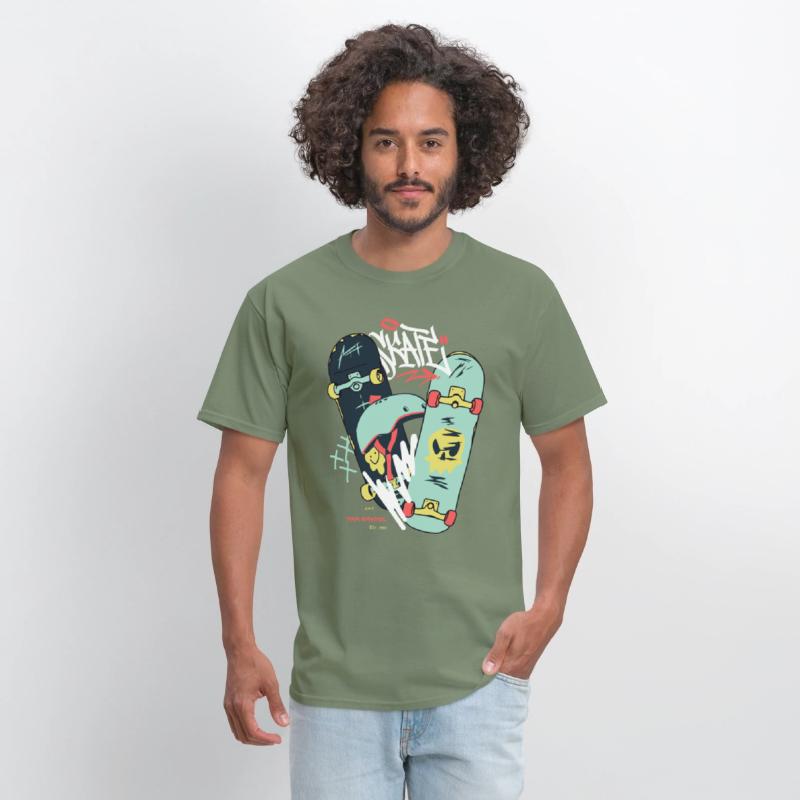 Black Light Green Modern Illustrated Skateboard