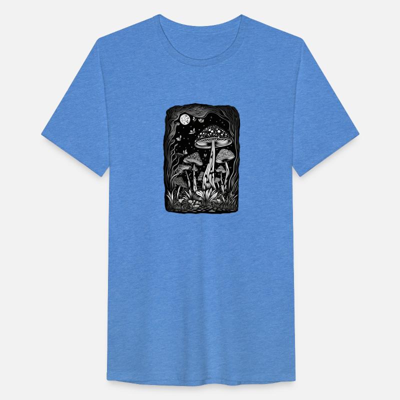 Black white mushrooms forest