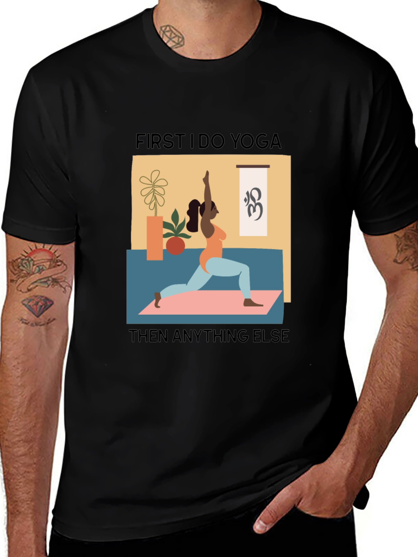 Yoga First Graphic Tee - Black Casual T-Shirt