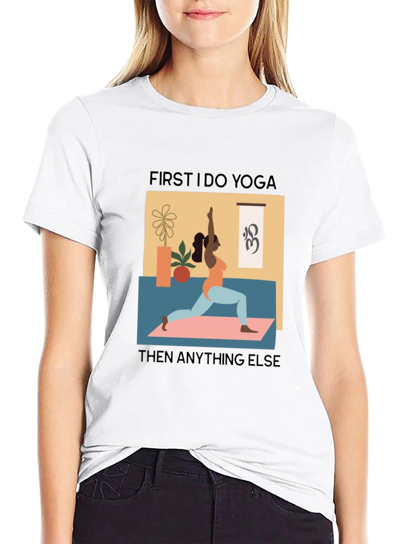 Yoga First Graphic Tee - Black Casual T-Shirt