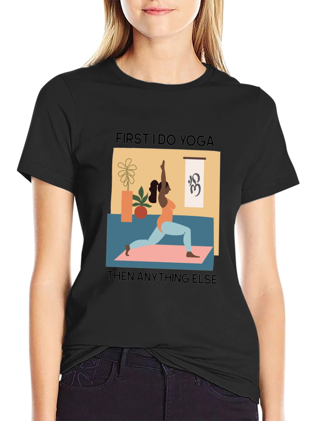 Yoga First Graphic Tee - Black Casual T-Shirt