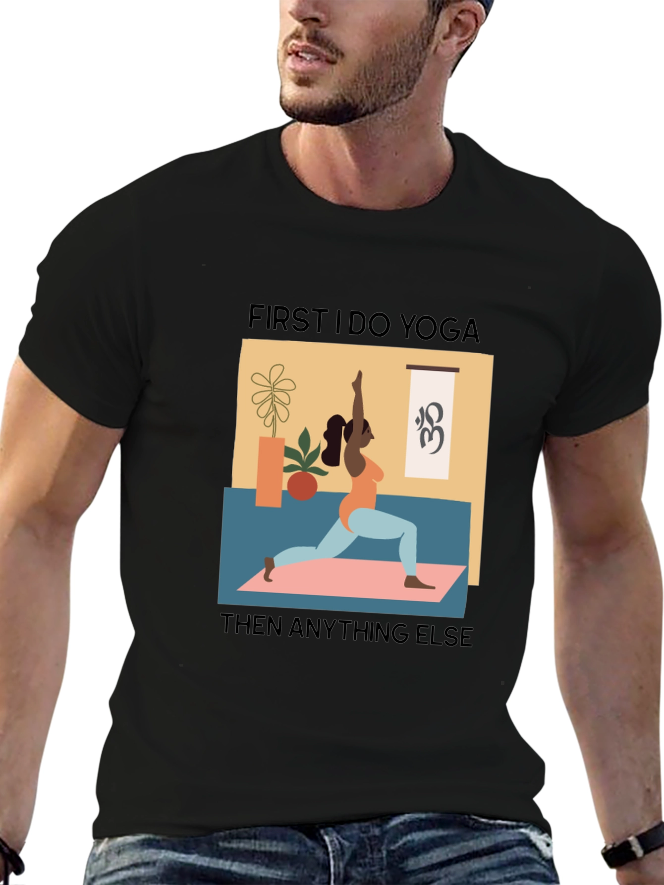 Yoga First Graphic Tee - Black Casual T-Shirt