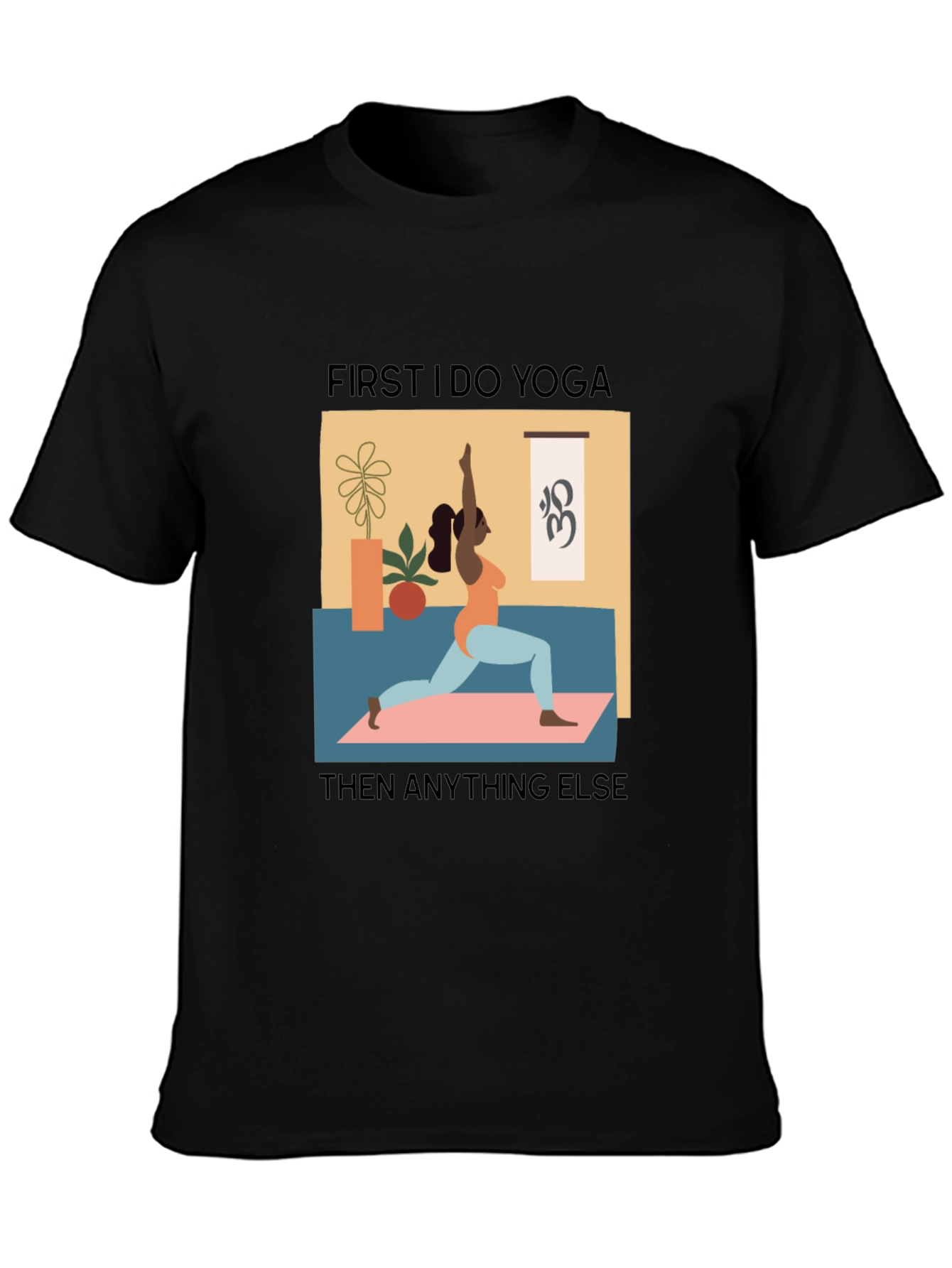Yoga First Graphic Tee - Black Casual T-Shirt