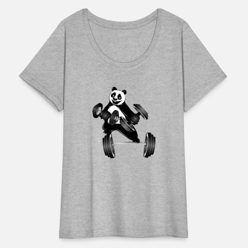 Bodybuilder panda bear with dumbbells training